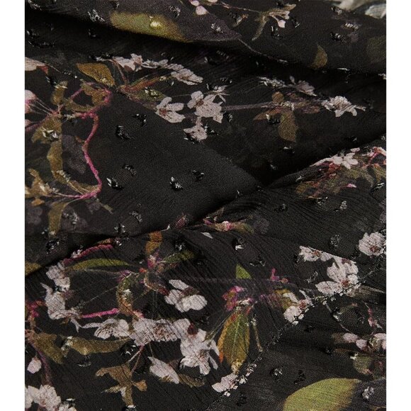 NWOT AllSaints women's Lara chiffon Shirt buttons closure Black Blouse Size 6 - Picture 5 of 14